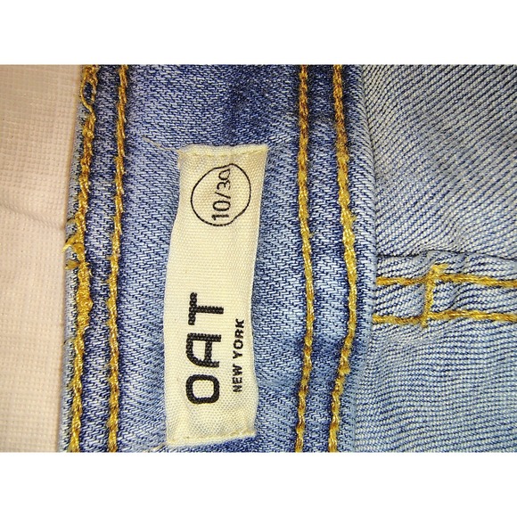 OAT New York Women Wide Leg Jeans Medium Wash High Rise Patch Pocket Size 10/30 - Picture 4 of 11